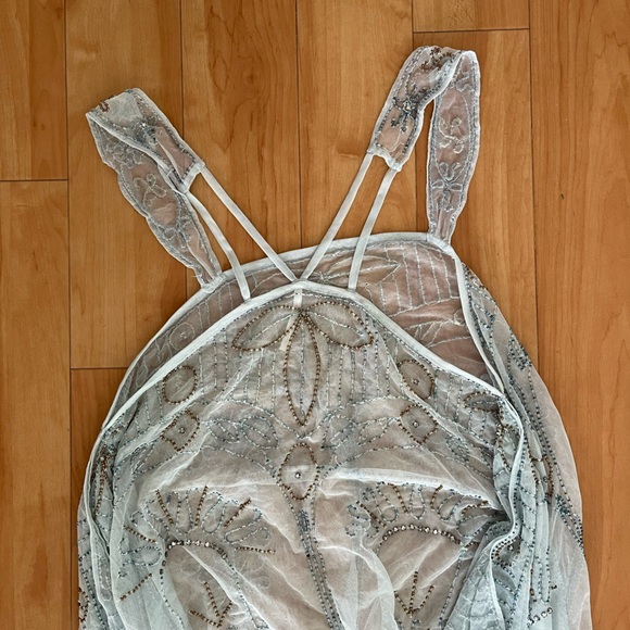 Free People Sheer Blue Embellished Dress Small - Picture 6 of 14